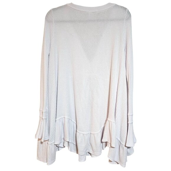 Free People XS Olivia Flare-Sleeve Waffle-Knit Tunic Top Boho - Picture 6 of 16